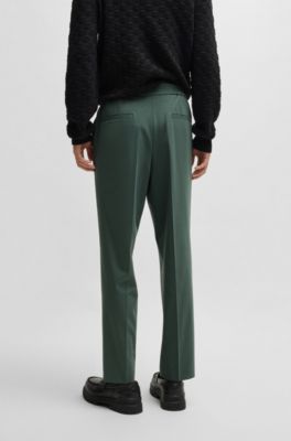 Pantalon Slim en popeline de laine m&eacute;lang&eacute;e, Chaux