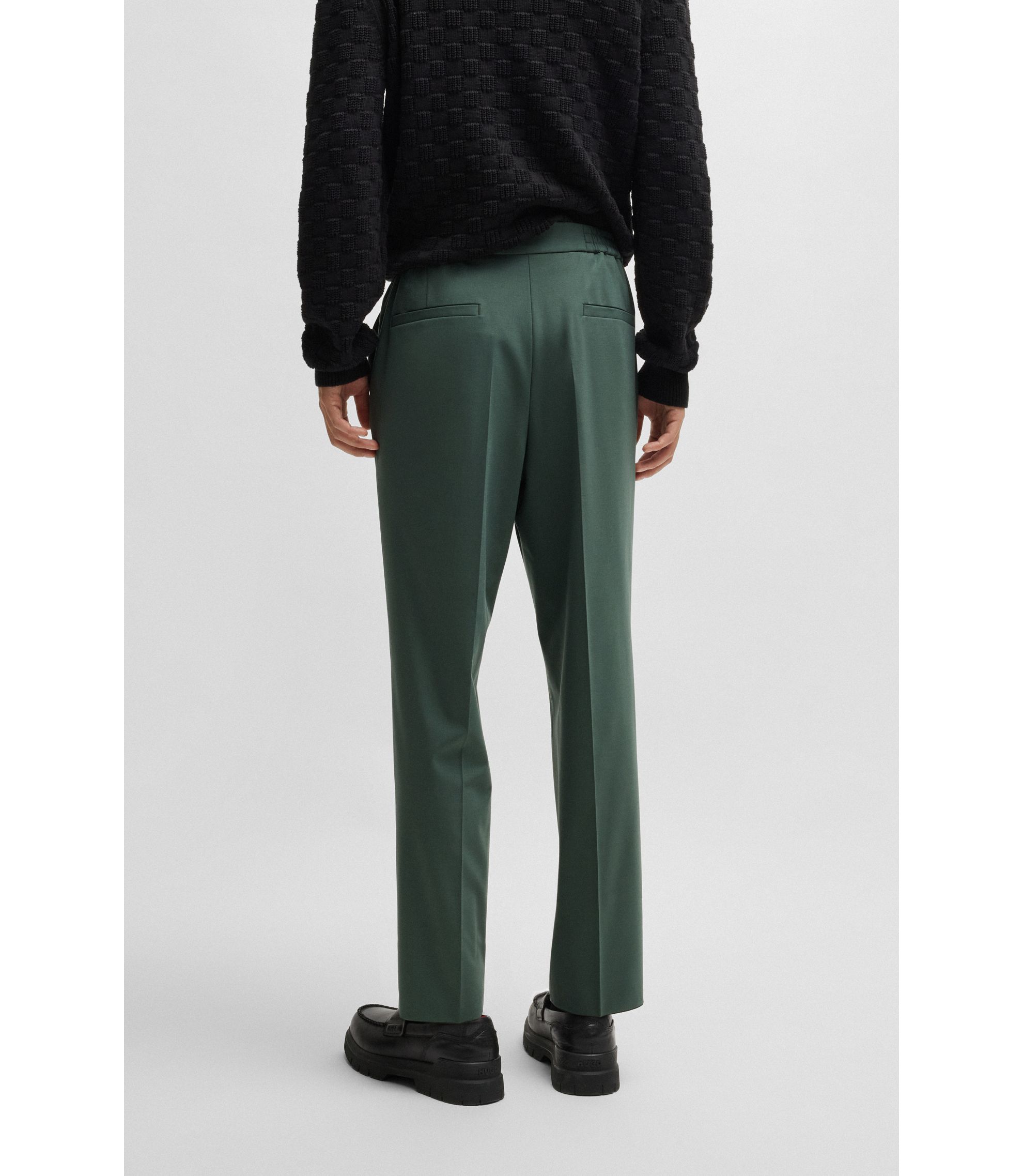 Pantalon Costume Homme Hugo Boss Einstein Laine Noir Rayé – Taille 44R, Occasion Très Bon état