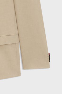 Slim fit-kostym i en ullblandning med performance-stretch, Beige