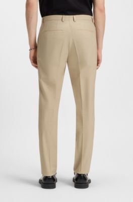 Slim fit-kostym i en ullblandning med performance-stretch, Beige