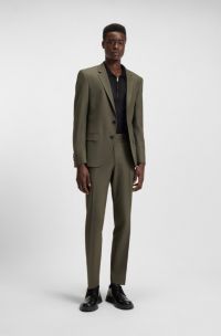 Slim-fit suit in a performance-stretch wool blend, Khaki