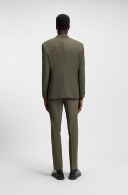 Slim-fit suit in a performance-stretch wool blend, Olive