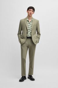 Slim-fit suit in a performance-stretch wool blend, Light Green