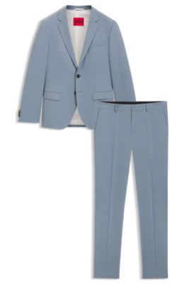 Slim-fit suit in a performance-stretch wool blend, Light Blue