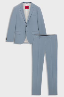 Slim-fit suit in a performance-stretch wool blend, Light Blue
