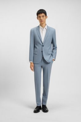 Slim-fit suit in a performance-stretch wool blend, Light Blue