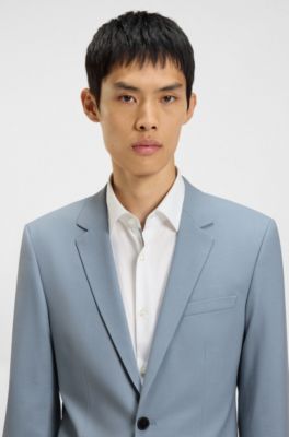 Slim-fit suit in a performance-stretch wool blend, Light Blue