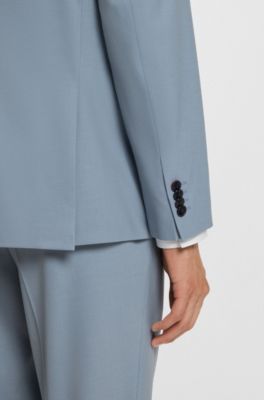 Slim-fit suit in a performance-stretch wool blend, Light Blue