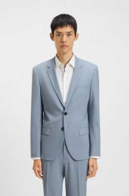 Slim-fit suit in a performance-stretch wool blend, Light Blue