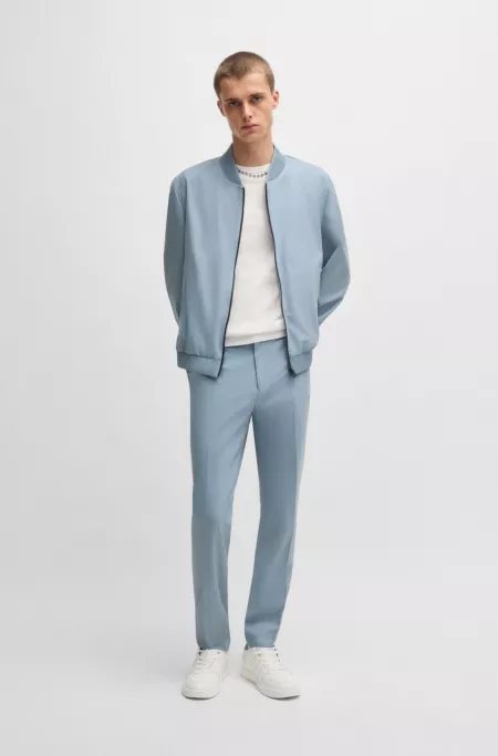 Extra-slim-fit trousers in wool-blend stretch poplin