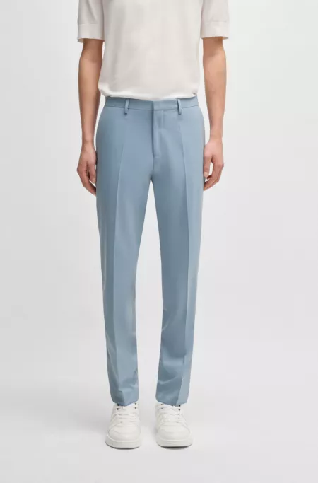 Extra-slim-fit trousers in wool-blend stretch poplin