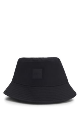 Logo bucket hat in cotton twill, Black
