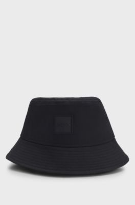 Logo bucket hat in cotton twill, Black