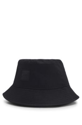 Logo bucket hat in cotton twill, Black