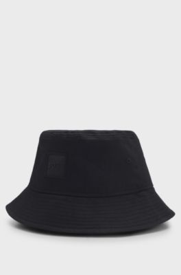 Logo bucket hat in cotton twill, Black