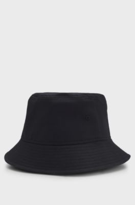 Logo bucket hat in cotton twill, Black