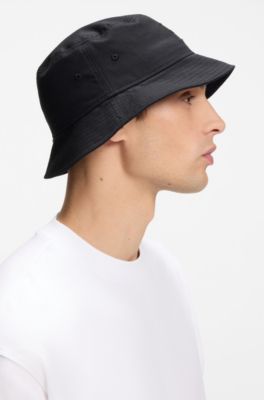 Logo bucket hat in cotton twill, Black