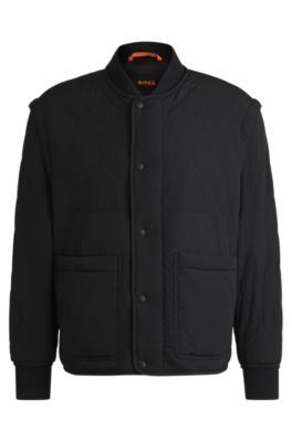 Water-repellent jacket in crinkle-textured fabric, Black
