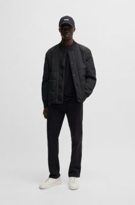 Water-repellent jacket in crinkle-textured fabric, Black