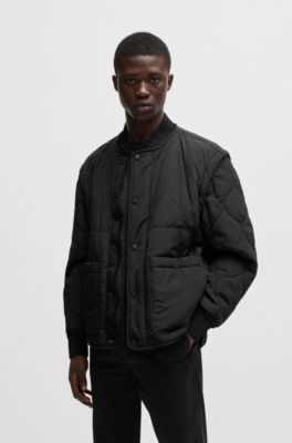 Water-repellent jacket in crinkle-textured fabric, Black