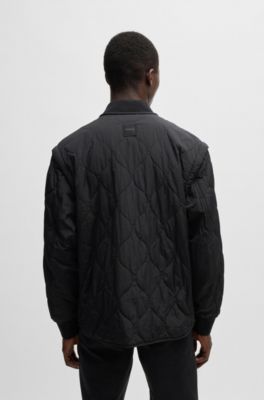 Water-repellent jacket in crinkle-textured fabric, Black