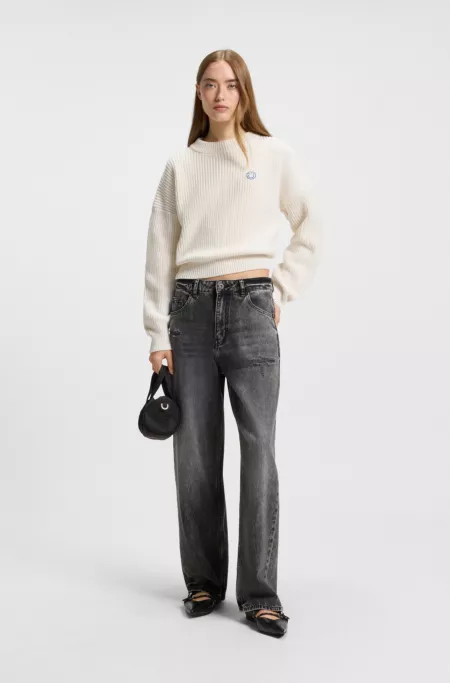Relaxed-fit sweater with Happy HUGO patch