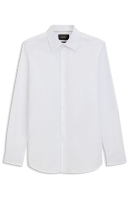 Regular-fit shirt in Italian-made cotton poplin, White