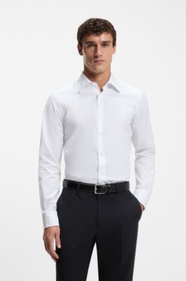 Regular-fit shirt in Italian-made cotton poplin, White