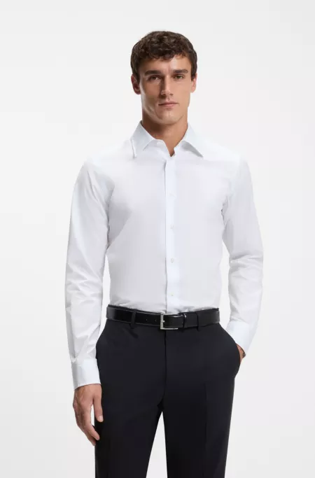Chemise Regular en popeline de coton confectionnée en Italie