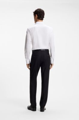Chemise Regular en popeline de coton confectionn&eacute;e en Italie, Blanc