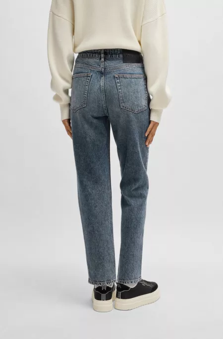 Jean Mom Tapered en denim stretch bleu foncé