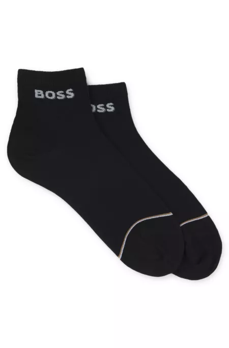 Two-pack of cotton-blend short socks with logos