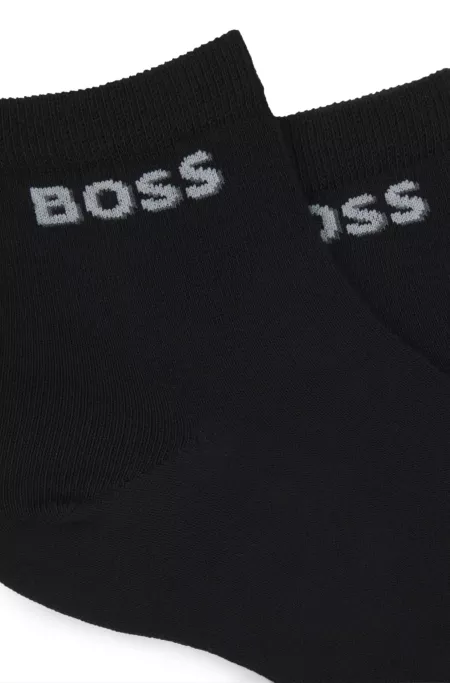 Two-pack of cotton-blend short socks with logos