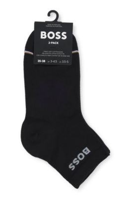 Two-pack of cotton-blend short socks with logos, Black