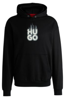 【送料&関税込】Hugo Boss Sweatshirt With Logo BOSS - Sweatshirt with jacquard collar and cuffs - Black