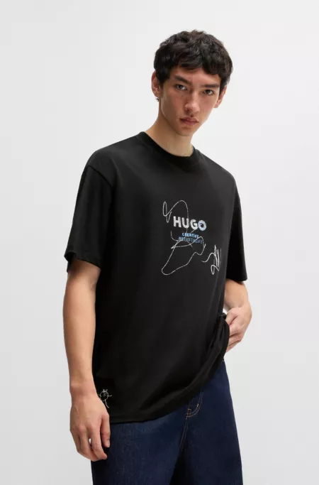 Cotton-jersey T-shirt with seasonal artwork
