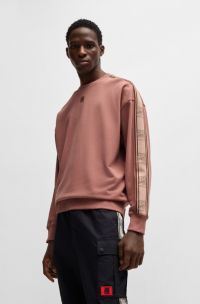 Sweat en molleton de coton HUGO x RB avec bande logotée, Rouge clair