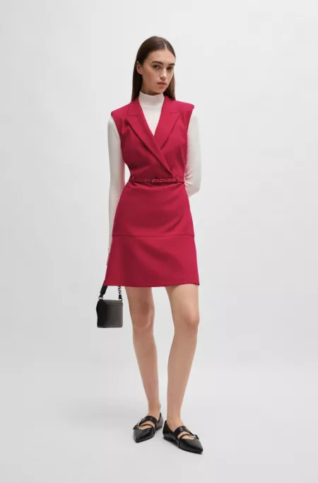 Tailored dress with buckled belt