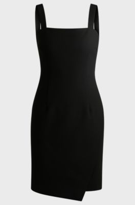 Bodycon dress with thick straps, Black
