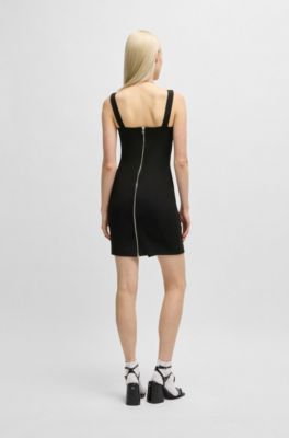 Bodycon dress with thick straps, Black