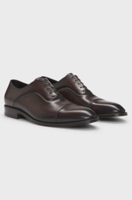 Captoe Oxford shoes in smooth leather, Dark Brown
