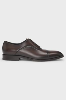Captoe Oxford shoes in smooth leather, Dark Brown