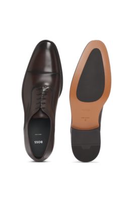 Captoe Oxford shoes in smooth leather, Dark Brown