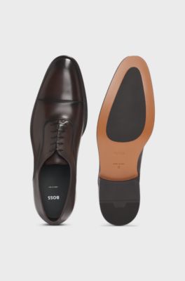 Captoe Oxford shoes in smooth leather, Dark Brown