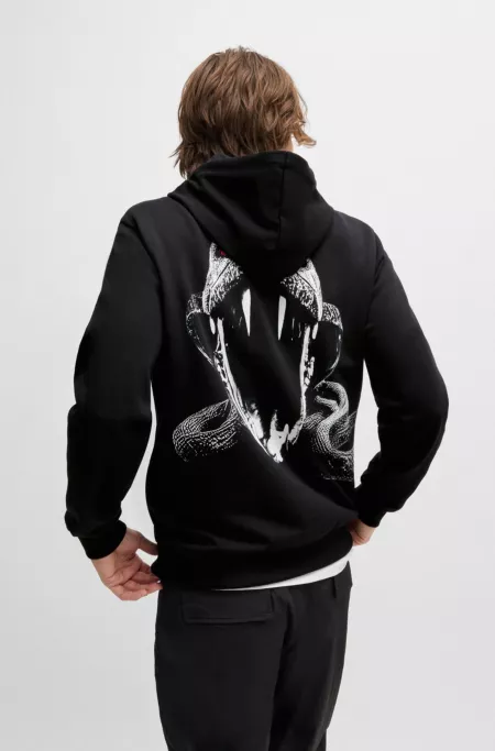 Cotton-terry hoodie with animal graphic prints