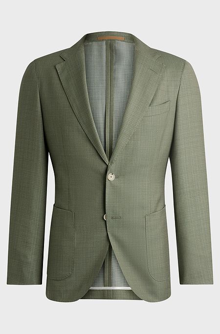 Slim-fit jacket in micro-patterned virgin wool, Light Green