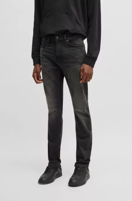 Slim-fit jeans in black stretch denim