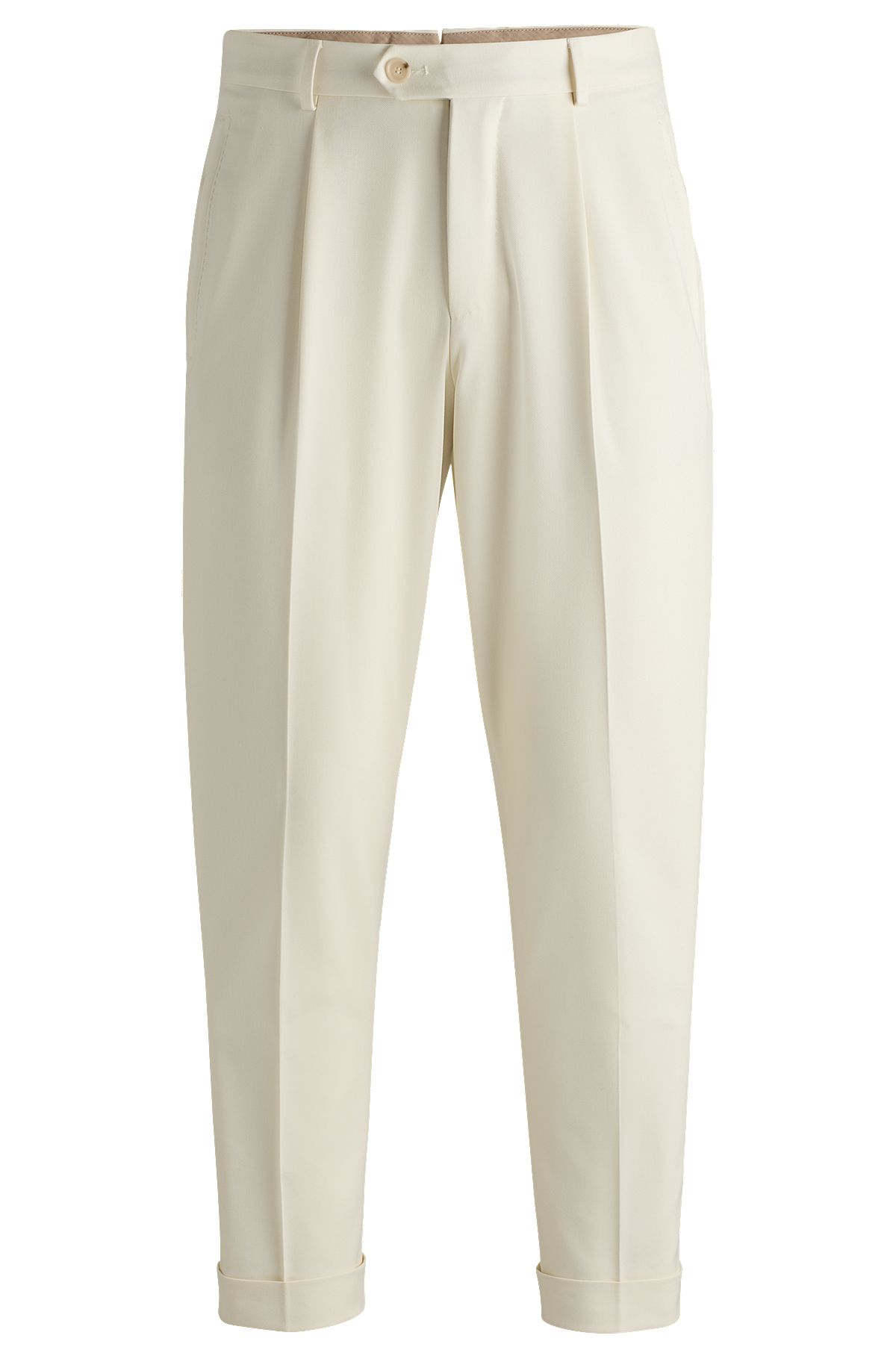 Relaxed-fit trousers in cotton, virgin wool and stretch, White