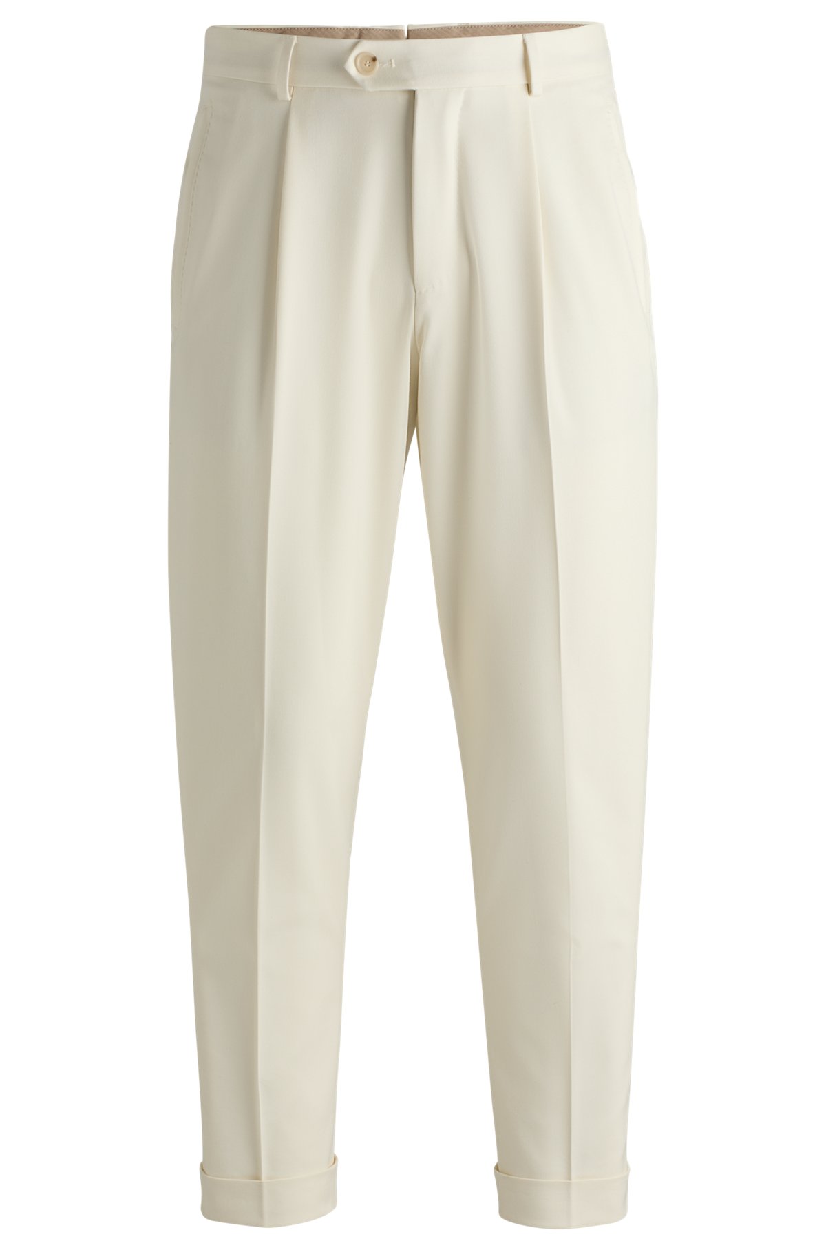 BOSS - Relaxed-fit trousers in cotton, virgin wool and stretch
