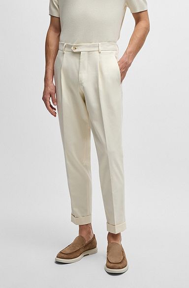 Relaxed-fit trousers in cotton, virgin wool and stretch, White